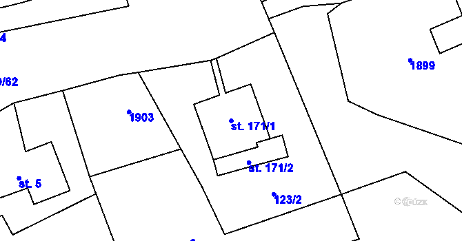 Parcela st. 171/1 v KÚ Bílý Potok, Katastrální mapa