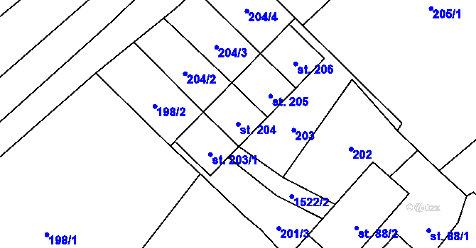 Parcela st. 204 v KÚ Bílý Potok, Katastrální mapa