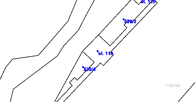 Parcela st. 119 v KÚ Horní Hoštice, Katastrální mapa