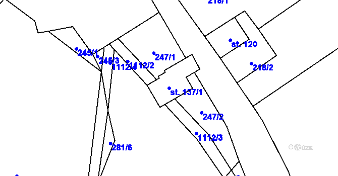 Parcela st. 137/1 v KÚ Bílý Újezd, Katastrální mapa