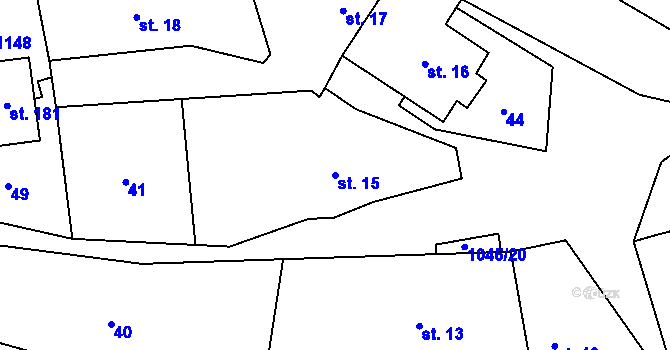 Parcela st. 15 v KÚ Bílý Újezd u Dobrušky, Katastrální mapa
