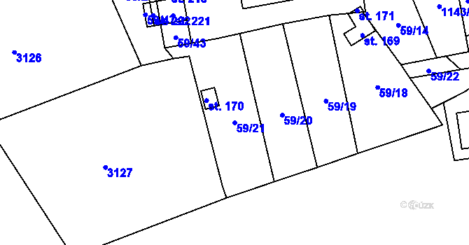 Parcela st. 59/21 v KÚ Bílý Újezd u Dobrušky, Katastrální mapa