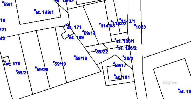Parcela st. 59/22 v KÚ Bílý Újezd u Dobrušky, Katastrální mapa