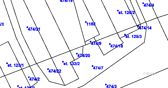 Parcela st. 474/8 v KÚ Bílý Újezd u Dobrušky, Katastrální mapa