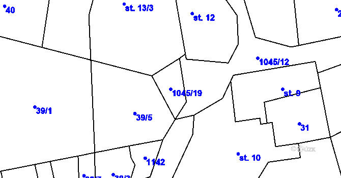Parcela st. 1045/19 v KÚ Bílý Újezd u Dobrušky, Katastrální mapa