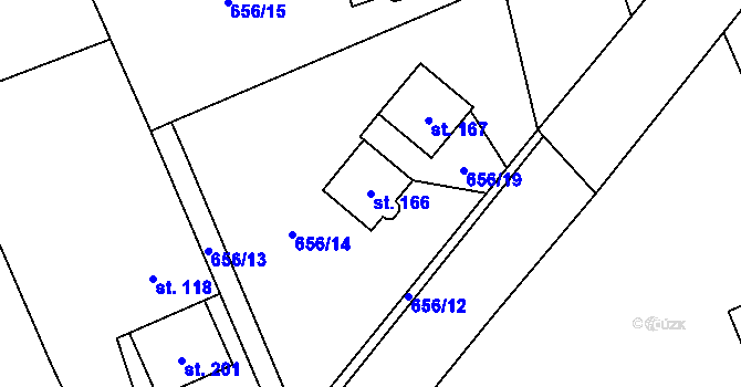 Parcela st. 166 v KÚ Bílý Újezd u Dobrušky, Katastrální mapa