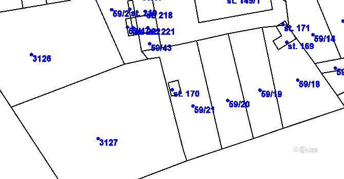 Parcela st. 170 v KÚ Bílý Újezd u Dobrušky, Katastrální mapa