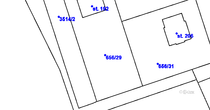 Parcela st. 656/29 v KÚ Bílý Újezd u Dobrušky, Katastrální mapa