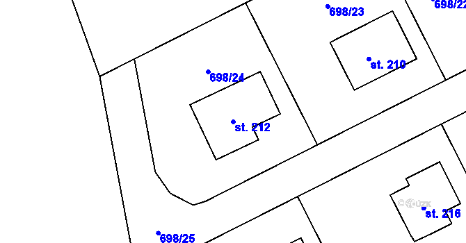 Parcela st. 212 v KÚ Bílý Újezd u Dobrušky, Katastrální mapa