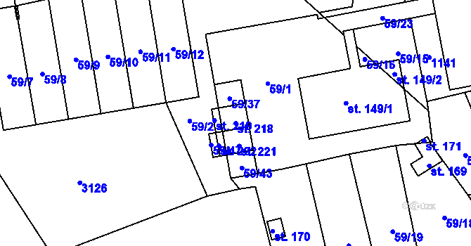 Parcela st. 218 v KÚ Bílý Újezd u Dobrušky, Katastrální mapa