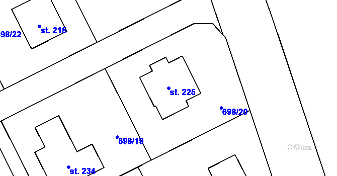Parcela st. 225 v KÚ Bílý Újezd u Dobrušky, Katastrální mapa