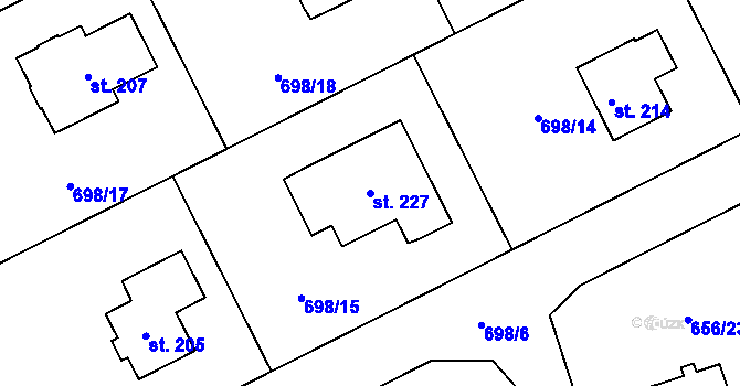 Parcela st. 227 v KÚ Bílý Újezd u Dobrušky, Katastrální mapa