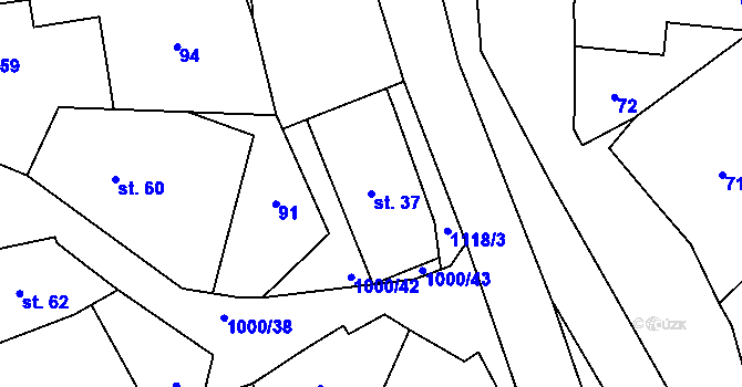 Parcela st. 37 v KÚ Hroška, Katastrální mapa