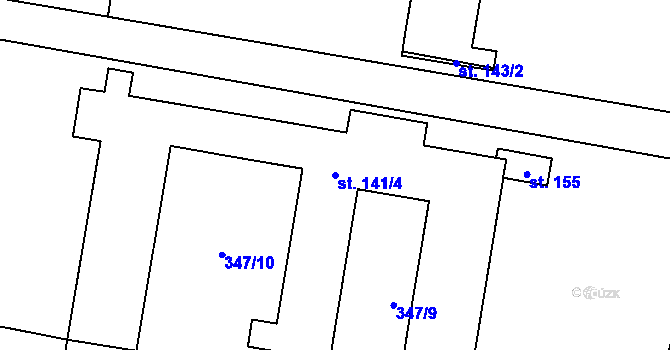 Parcela st. 141/4 v KÚ Hroška, Katastrální mapa