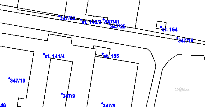 Parcela st. 155 v KÚ Hroška, Katastrální mapa