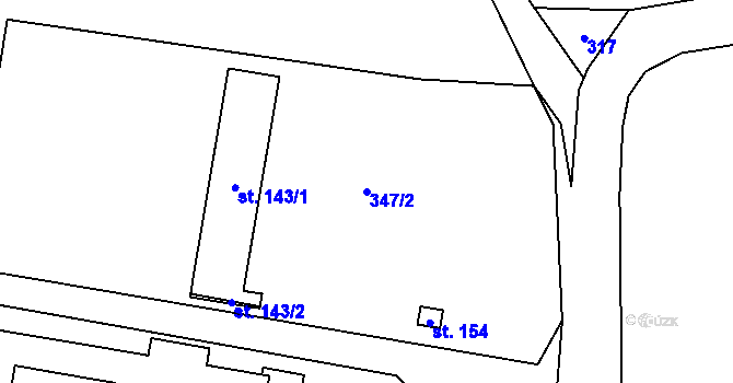 Parcela st. 347/2 v KÚ Hroška, Katastrální mapa