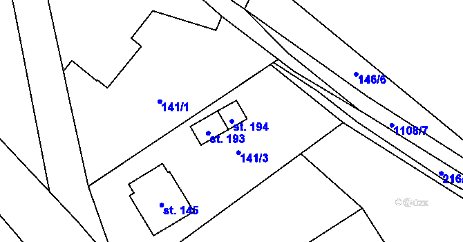 Parcela st. 194 v KÚ Hroška, Katastrální mapa