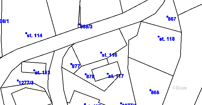 Parcela st. 116 v KÚ Masty, Katastrální mapa