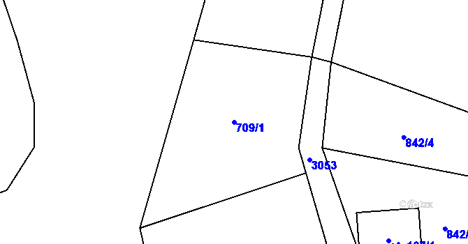 Parcela st. 709/1 v KÚ Masty, Katastrální mapa