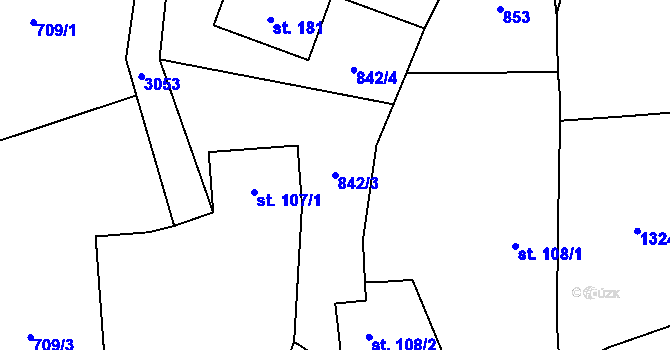 Parcela st. 842/3 v KÚ Masty, Katastrální mapa