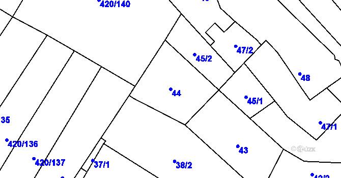 Parcela st. 44 v KÚ Biskoupky na Moravě, Katastrální mapa