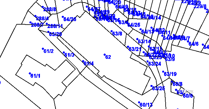 Parcela st. 62 v KÚ Biskoupky na Moravě, Katastrální mapa