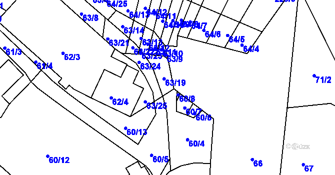 Parcela st. 63/1 v KÚ Biskoupky na Moravě, Katastrální mapa