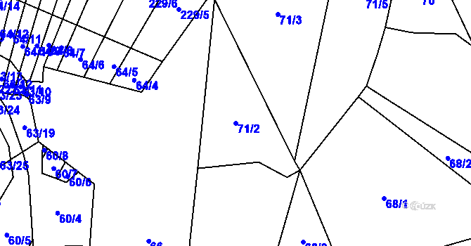 Parcela st. 71/2 v KÚ Biskoupky na Moravě, Katastrální mapa