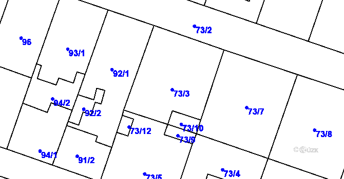 Parcela st. 73/3 v KÚ Biskoupky na Moravě, Katastrální mapa