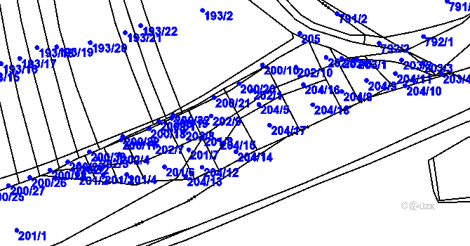 Parcela st. 204 v KÚ Biskoupky na Moravě, Katastrální mapa