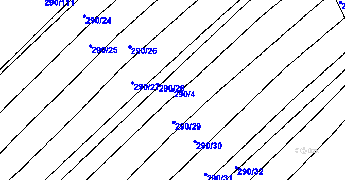 Parcela st. 290/4 v KÚ Biskoupky na Moravě, Katastrální mapa
