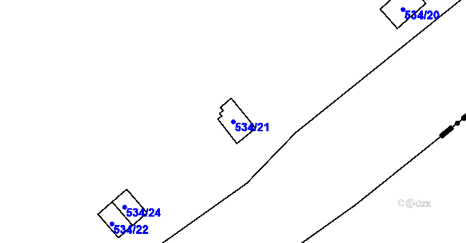 Parcela st. 534/21 v KÚ Biskoupky na Moravě, Katastrální mapa