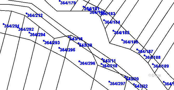 Parcela st. 543 v KÚ Biskoupky na Moravě, Katastrální mapa