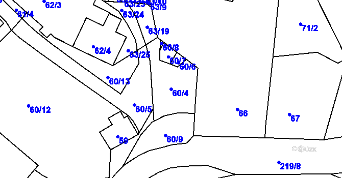 Parcela st. 60/4 v KÚ Biskoupky na Moravě, Katastrální mapa