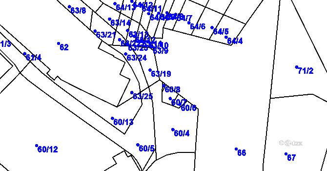 Parcela st. 60/8 v KÚ Biskoupky na Moravě, Katastrální mapa