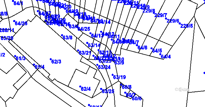 Parcela st. 63/12 v KÚ Biskoupky na Moravě, Katastrální mapa