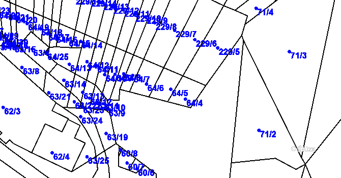 Parcela st. 64/5 v KÚ Biskoupky na Moravě, Katastrální mapa