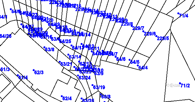 Parcela st. 64/9 v KÚ Biskoupky na Moravě, Katastrální mapa