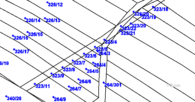 Parcela st. 264/3 v KÚ Biskoupky na Moravě, Katastrální mapa