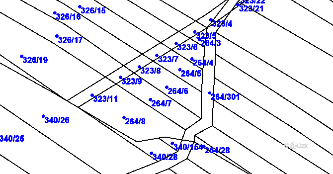 Parcela st. 264/6 v KÚ Biskoupky na Moravě, Katastrální mapa