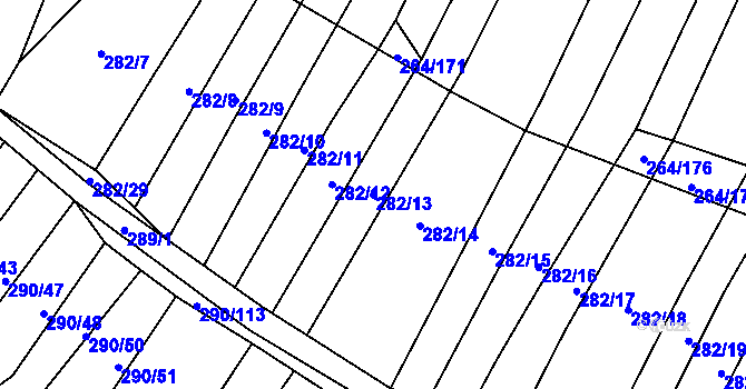 Parcela st. 282/13 v KÚ Biskoupky na Moravě, Katastrální mapa