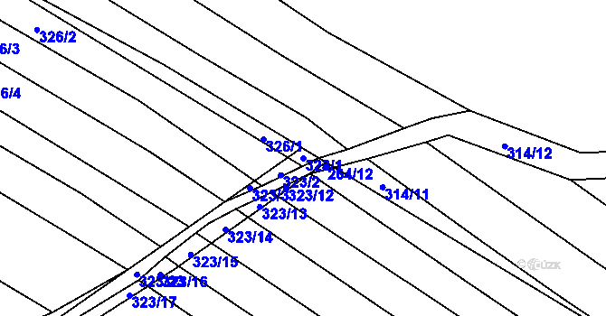Parcela st. 323/1 v KÚ Biskoupky na Moravě, Katastrální mapa