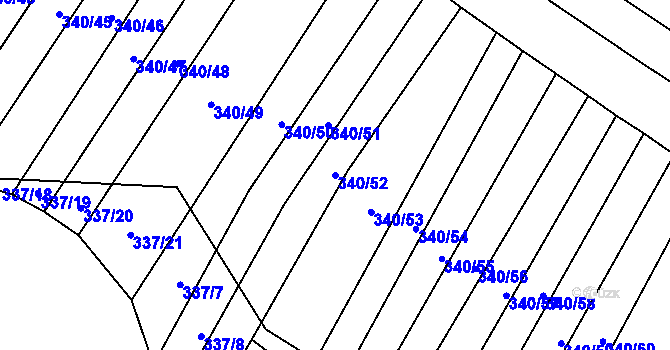 Parcela st. 340/52 v KÚ Biskoupky na Moravě, Katastrální mapa