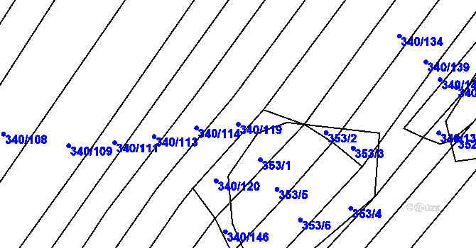 Parcela st. 340/119 v KÚ Biskoupky na Moravě, Katastrální mapa