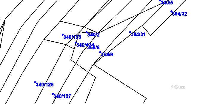 Parcela st. 364/9 v KÚ Biskoupky na Moravě, Katastrální mapa