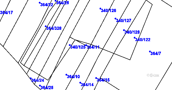 Parcela st. 364/11 v KÚ Biskoupky na Moravě, Katastrální mapa