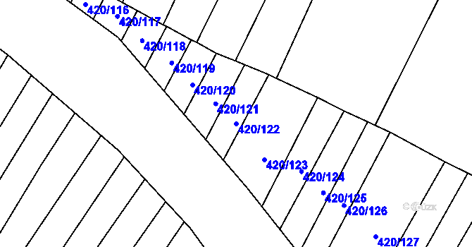 Parcela st. 420/122 v KÚ Biskoupky na Moravě, Katastrální mapa