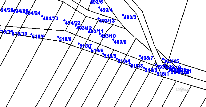 Parcela st. 518/5 v KÚ Biskoupky na Moravě, Katastrální mapa