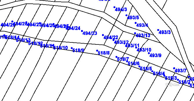 Parcela st. 518/8 v KÚ Biskoupky na Moravě, Katastrální mapa
