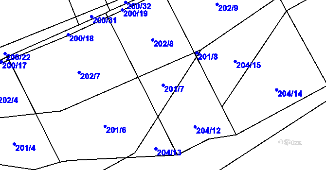 Parcela st. 201/7 v KÚ Biskoupky na Moravě, Katastrální mapa
